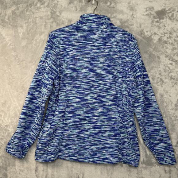 Spyder Jacket Womens XL Blue Aqua Full Zip Sweater Fleece Stand Collar Space Dye - Picture 3 of 12